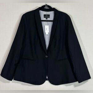 J.Crew Parke Black Wool Blazer Jacket Size 20 One Button Career